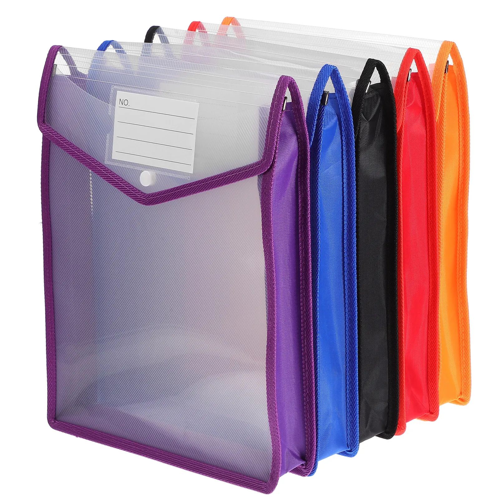 

5Pcs Expanding File Folder Letter Size Clear Document Organizer with Button Closure and Label Pockets for Office School Travel