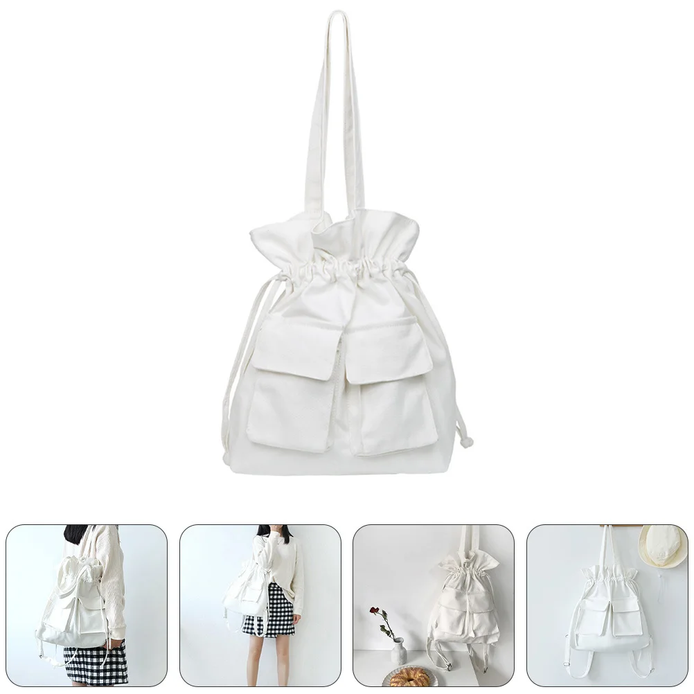 

1Pcs Canvas Drawstring Backpack High Quality Large Capacity Students Storage Bag Outdoor Shoulder String Bag Travel