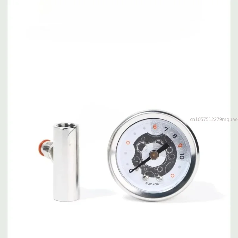 G1/8 3 Way Tee Connector T-Type Adapter with Mechanical Pressure Gauge Set