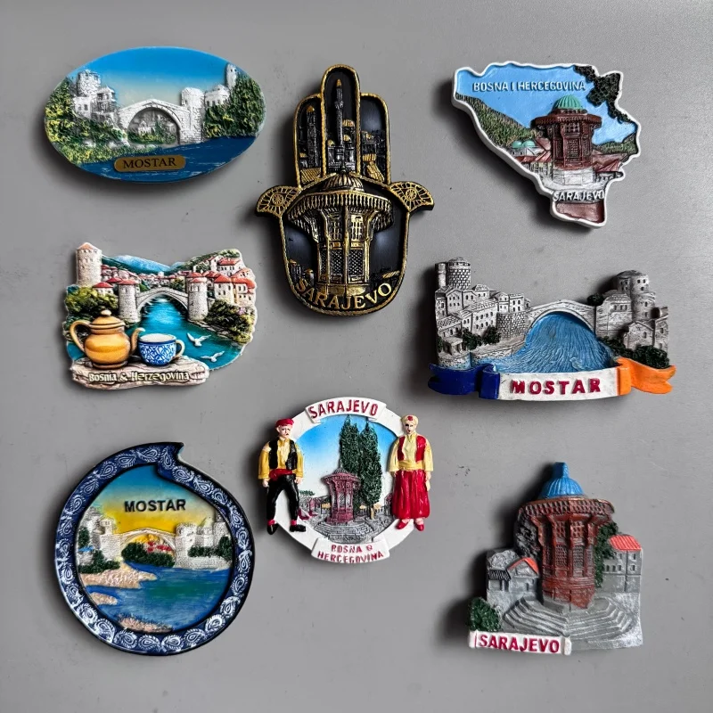 Bosnia and Herzegovina Fridge Magnets Sarajevo Mostar Neretva River BIH Tourist Souvenir Refrigerator Magnets Collection Gifts