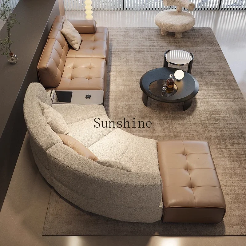 YHigh-end atmospheric living room sofa arc design, Italian minimalism, fabric art