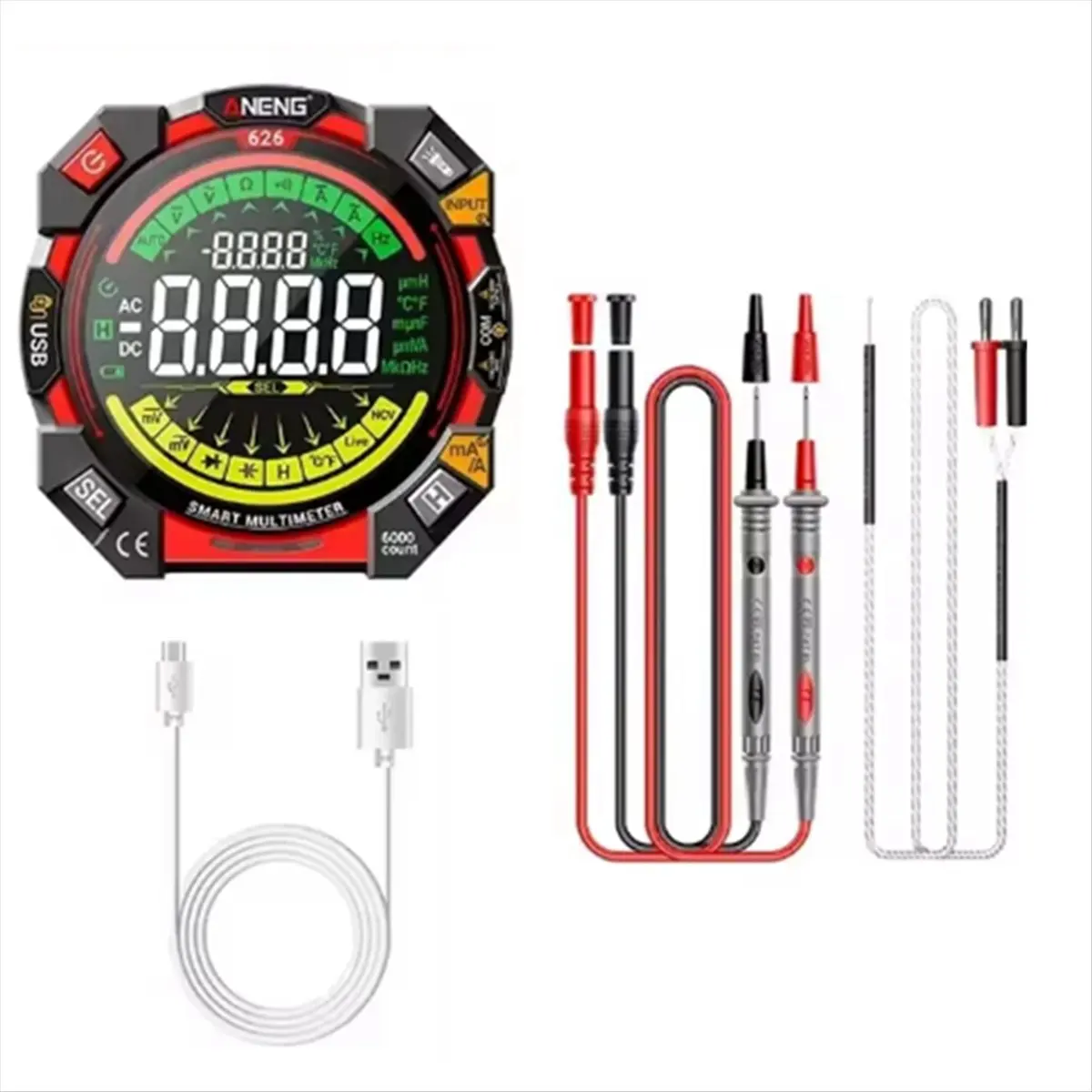 HGHO  626 Multitester 600V Voltage Test 6000 Counts Multimeter Portable Ohmmer Current Meter Rechargable USB Detector Tools