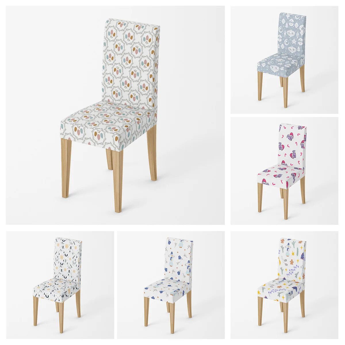 

1PCS Christmas Chair Cover for Dining Room Elastic Seat Cover Chair Protective Case Kitchen Restaurant Banquet Decoration