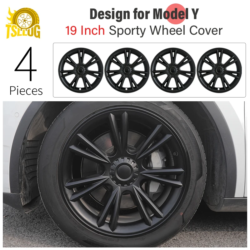 

4 шт., 19-дюймовый чехол на колесо для Tesla Model Y, 3-й стиль, сменный автомобильный колпак, полный обод, автомобильные аксессуары 2020-2024