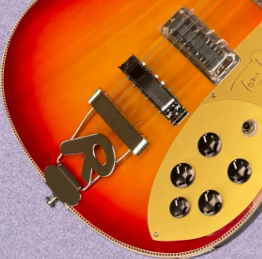 12-string electric guitar, gold pickguard 5 independent knob system guitars, professional rock performance electric guitarra
