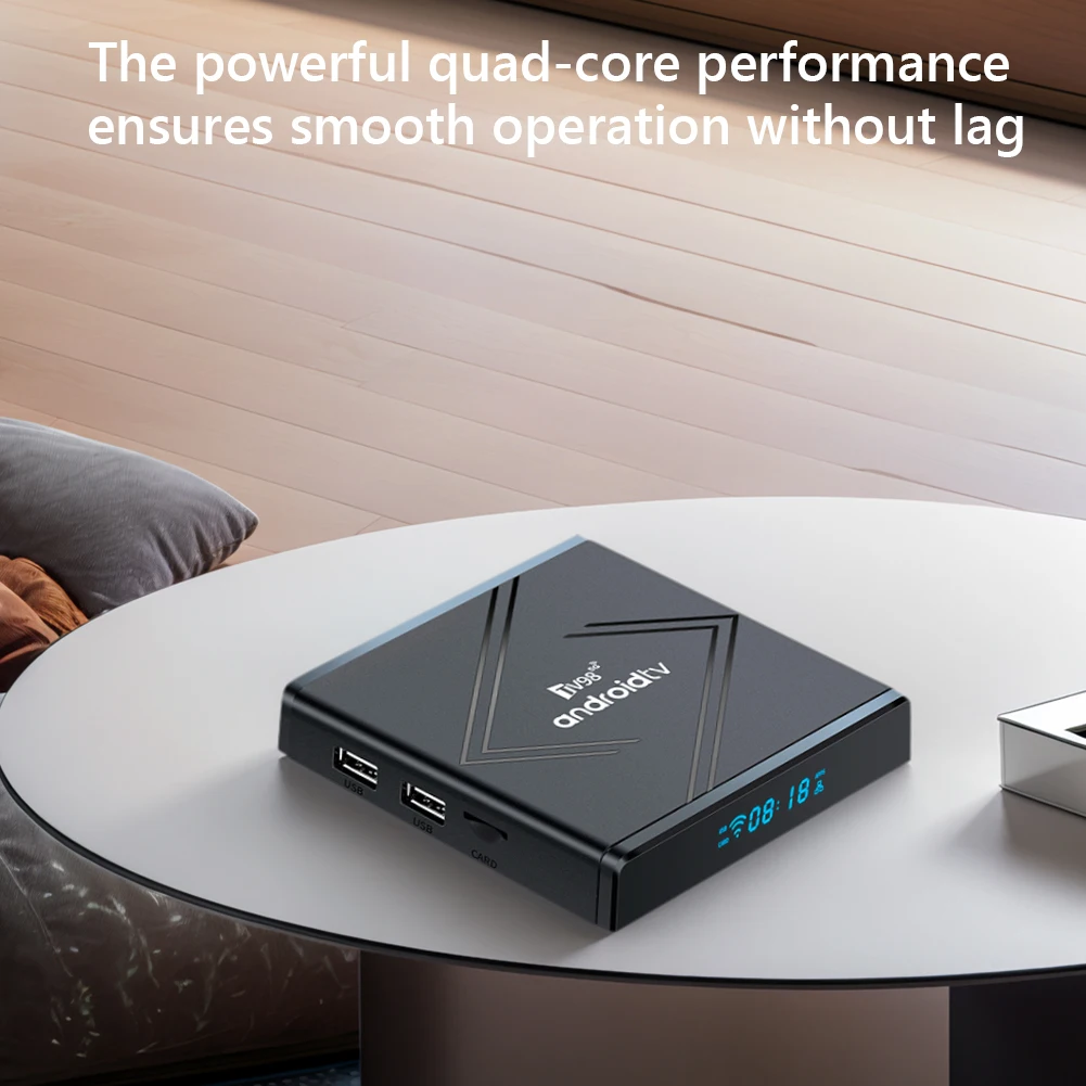 Android 14 TV Box 2.4G/5G Dual WiFi Media Player BT5.0 Set Top Box 2GB 16GB Android Box مع جهاز تحكم عن بعد