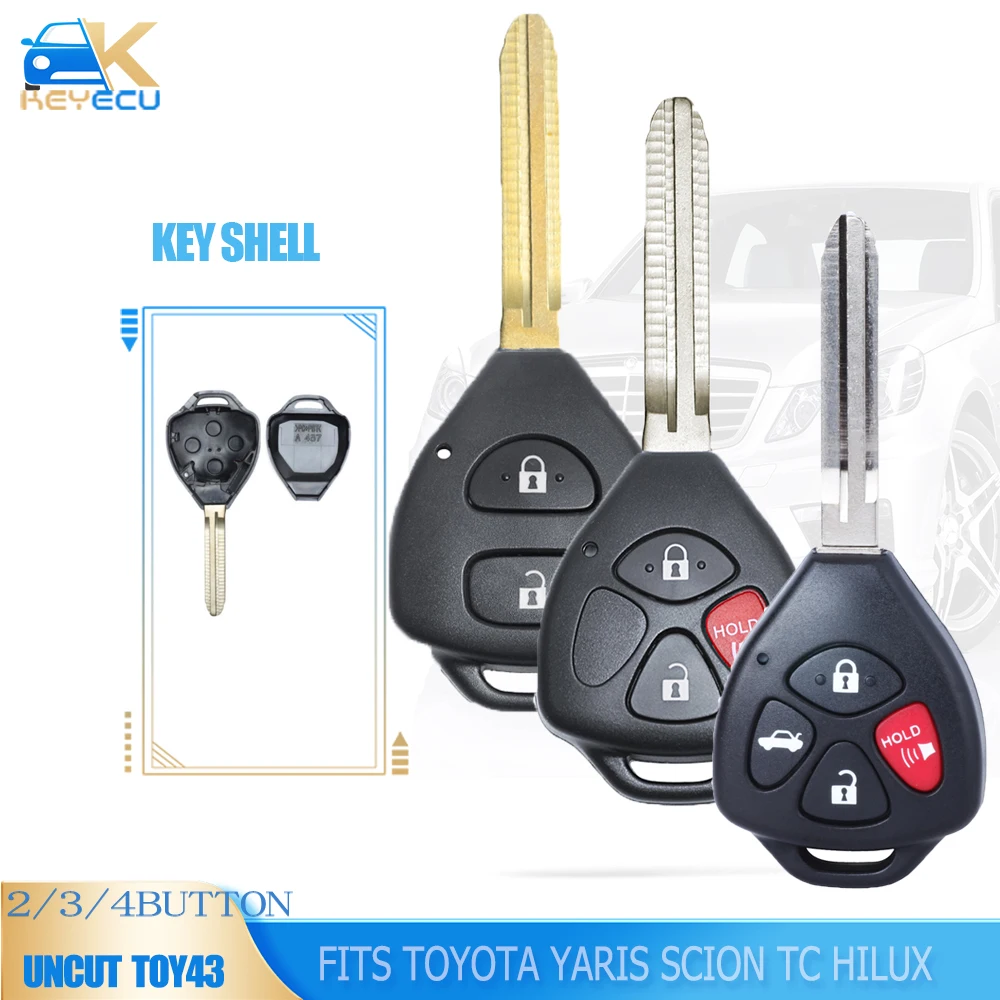 KEYECU 2B/3B/4 Buttons Remote Control Car Key Shell Case Cover Key Housing for Toyota Yaris Hilux Vigo 4Runner Fortuner Scion tc