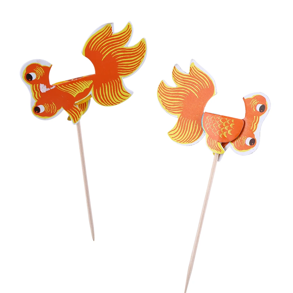 

45Pcs Colorful Drink Fruit Cake Sticks Creative Goldfish Peacock Picks Bar Party Club Decorations