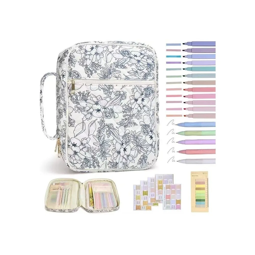 New Floral Design Bible Cover Case Zipper Pocket Handle Bible Cover Bag Storage Bags Church