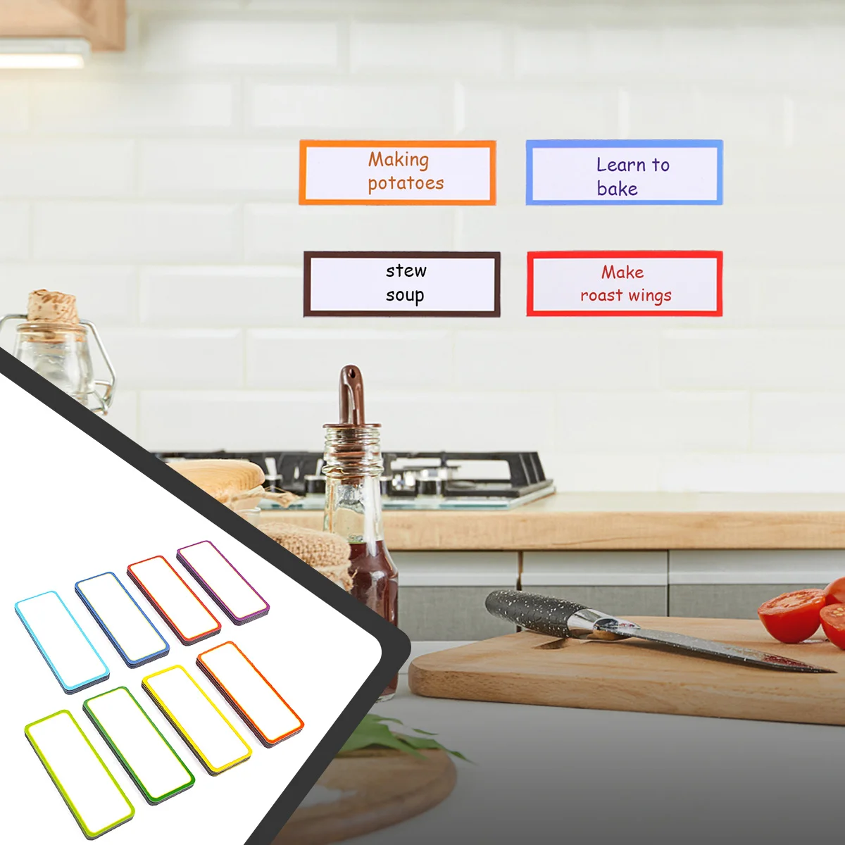 54 قطعة من الملصقات المغناطيسية القابلة لإعادة الكتابة، علامات أسماء عالية الجودة للاستخدام في الفصول الدراسية والمكتب المنزلي، ملصقات زخرفية سهلة الاستخدام #1