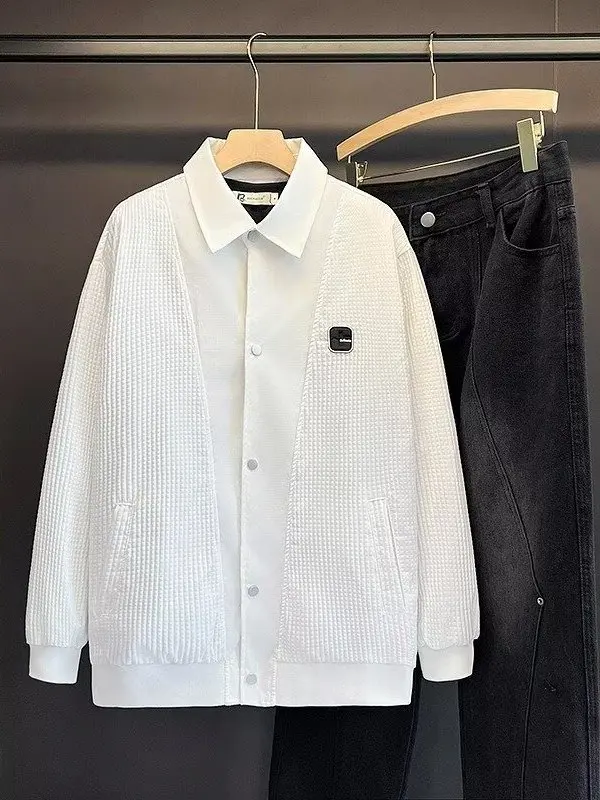 

Casual Design Long Sve irt 3D Folded Crt Boyfriend Sle White irt Stand Fit Autumn Design Men's Jaet