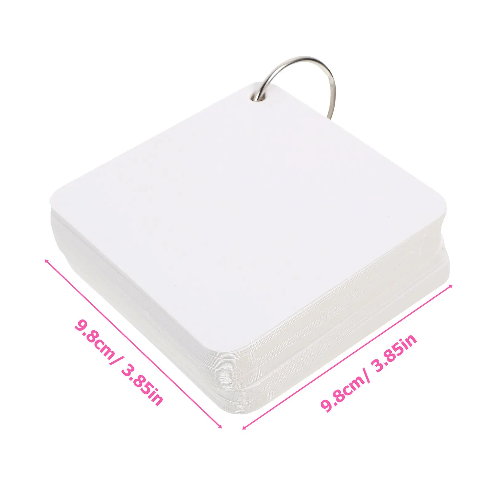 1Set Blank Index Notecards Pre Hole Punched Flash Cards Metal Binder Rings Multipurpose Study Cards Suitable for Classroom Home