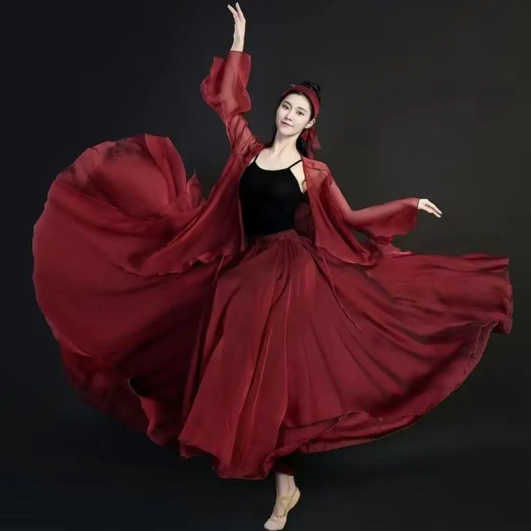 Classical Traditional Chinese Danc Folk Dance Performance Clothing Adult Woman Long Sleeve Dance Costumes