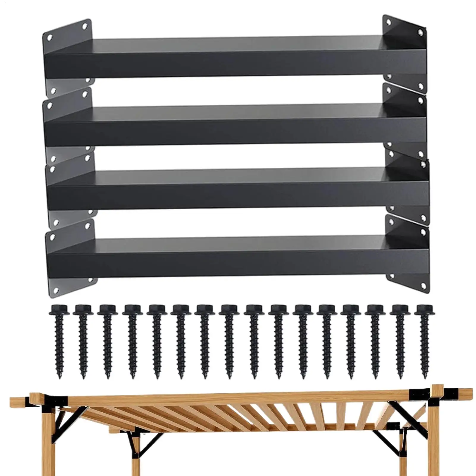 

2PCS 45 Degree Angle Brackets Wood Pergola Bracket Bookshelf Mounting Stand For Wall Corner Cabinet Headboard Counter Garage