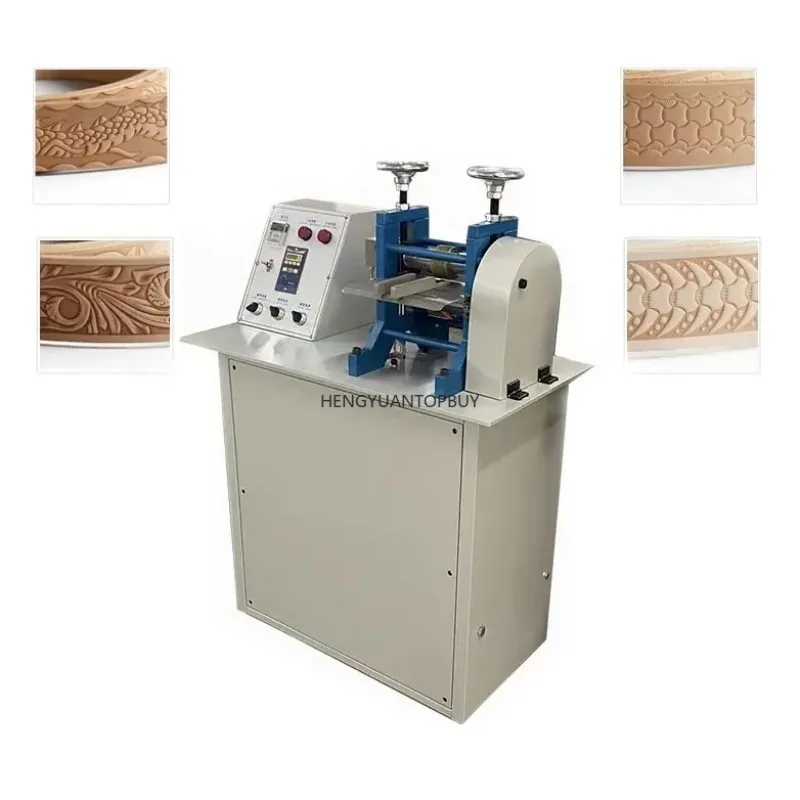 New Automatic Penumatic Leather Belt Embossing Machine Air Pressure Roller Making Embossed Leather Belts Core Component Motor