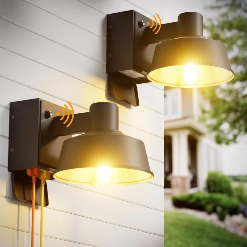 

Dusk to Dawn Outdoor Porch Light with GFCI Outlet Waterproof Wall Sconce for Front Door Black