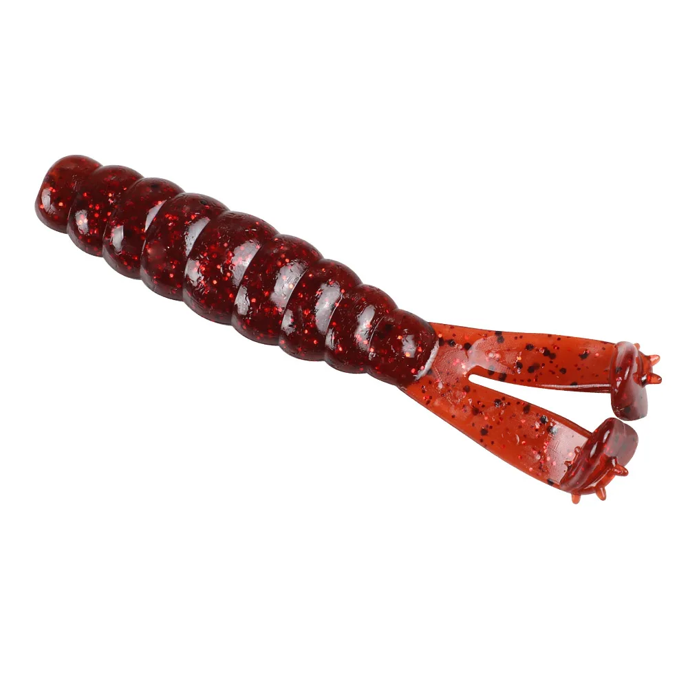 JOHNCOO 7 cm 3,1 g TPE Zwei T-Schwänze Weicher Köder Angelköder 6 Stück Künstlicher Wurmköder Wobbler Schwimmen Ned Rig