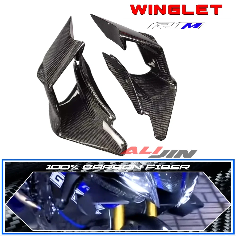 100% Real Dry Carbon fiber For YAMAHA YZF R1M YZFR1 R1 2015-2023 Motorcycle Side Winglets Fixed Wing Aerodynamics Fairing Kit