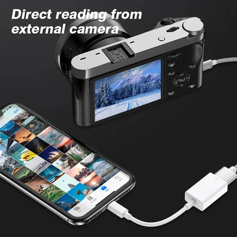 OTG USB نوع C إلى USB محول ل iOS إلى USB محول لابل آيفون 16 15 14 13 12 برو ماكس ماوس U القرص قارئ بطاقات الكاميرا
