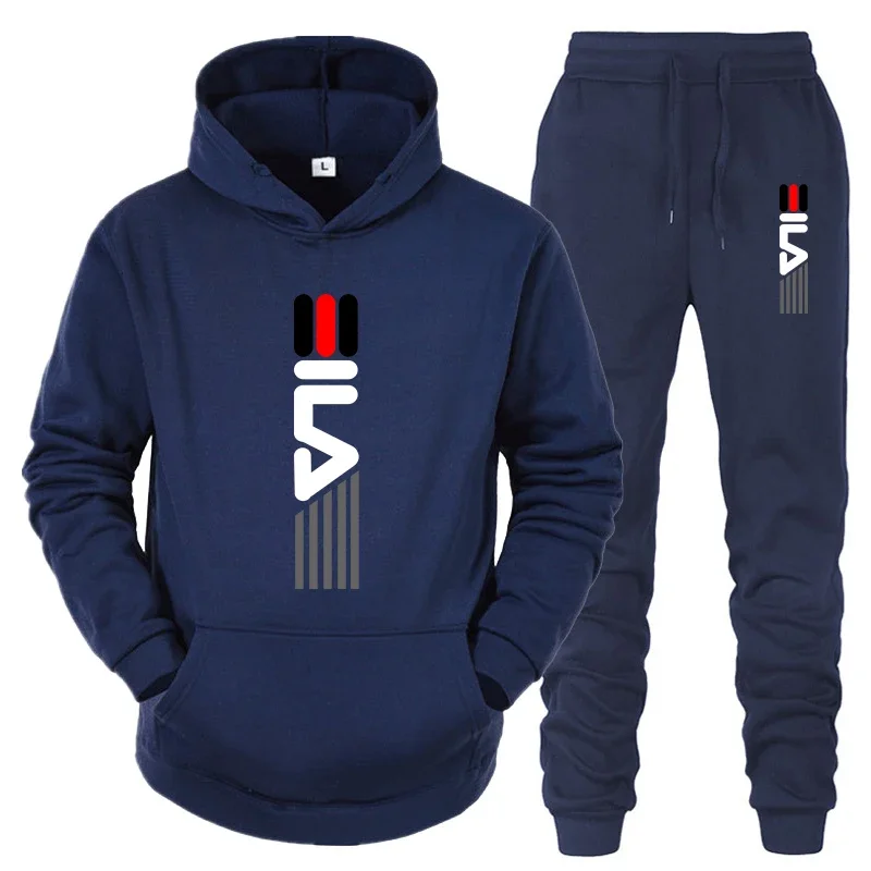 Zestawy dresów Mężczyźni Casual Fleece Ciepłe bluzy z kapturem Spodnie 2-częściowe Mężczyźni Kombinezon sportowy z długim rękawem Mężczyźni Bluzy z kapturem Odzież sportowa