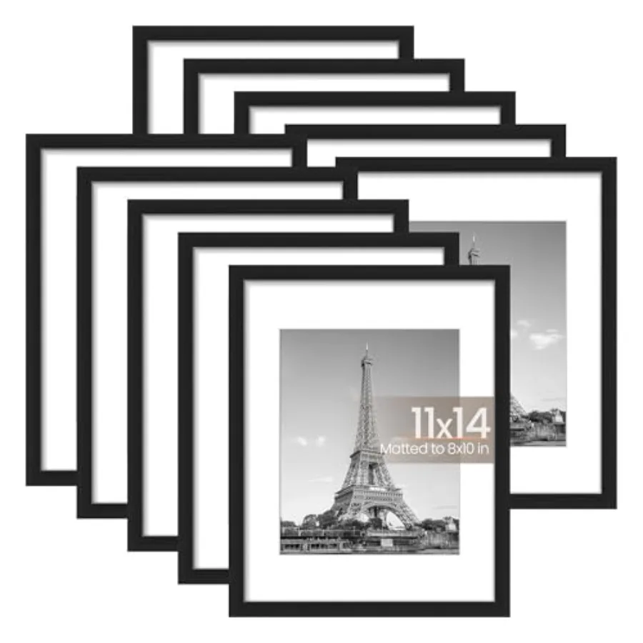 

Набор из 10 фоторамок для демонстрации фотографий с паспарту или без, коллаж из нескольких фоторамок для настенного размещения
