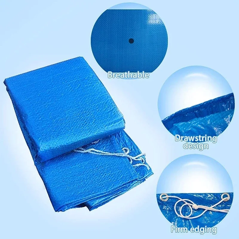 2025 Solar Round Pool Covers Above Ground Pools Dust Pool Cover Protector with Drawstring for Round Inflatable Swimming Pools
