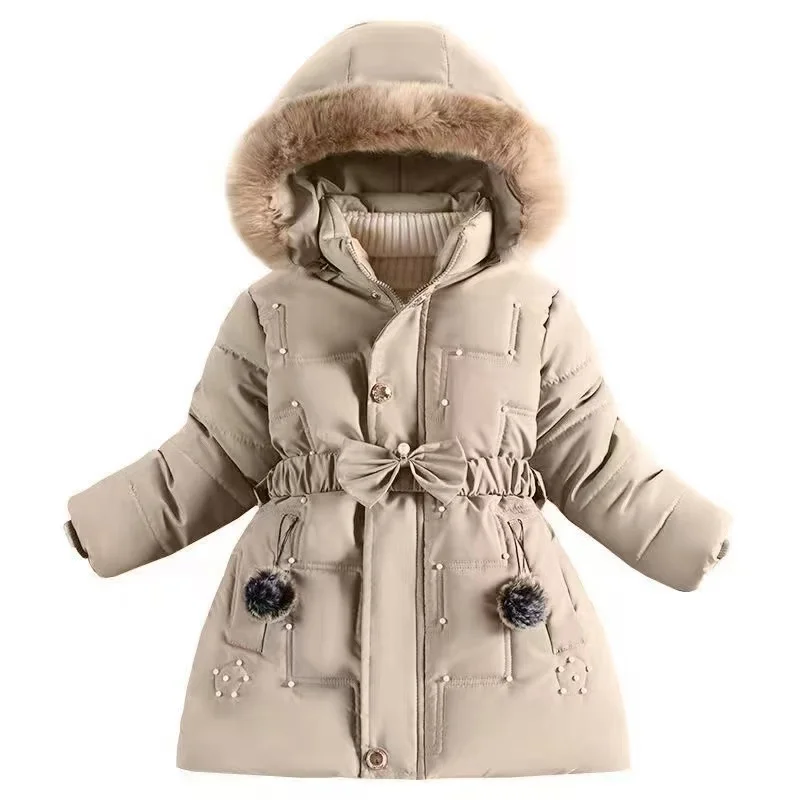 

Girls' Winter Thick Coat With Velvet and Western Style Medium and Large Children's Long Cotton Jacket Girls' Top Kids Clothing