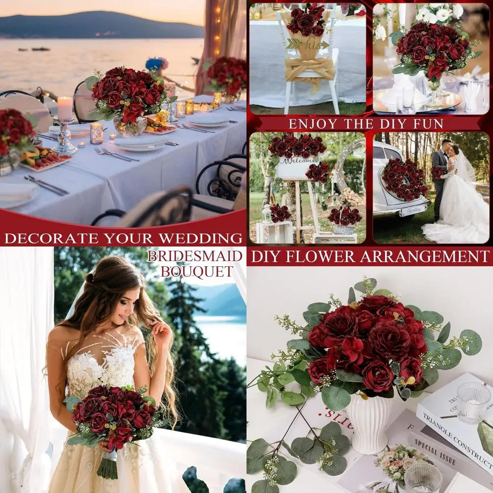 

Peony Artificial Flowers, Faux Peonies Hydrangea Eucalyptus Bouquet 12 Packs Silk Vintage Realistic Peony Floral Arrangement for