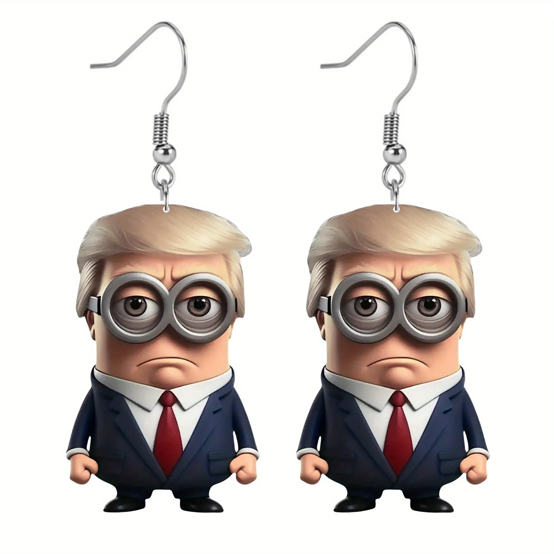 Creative New Trump Cartoon Acrylic Earrings Cute Fashion Design Ladies Party Decor Eardrops for Girls Jewelry Gifts