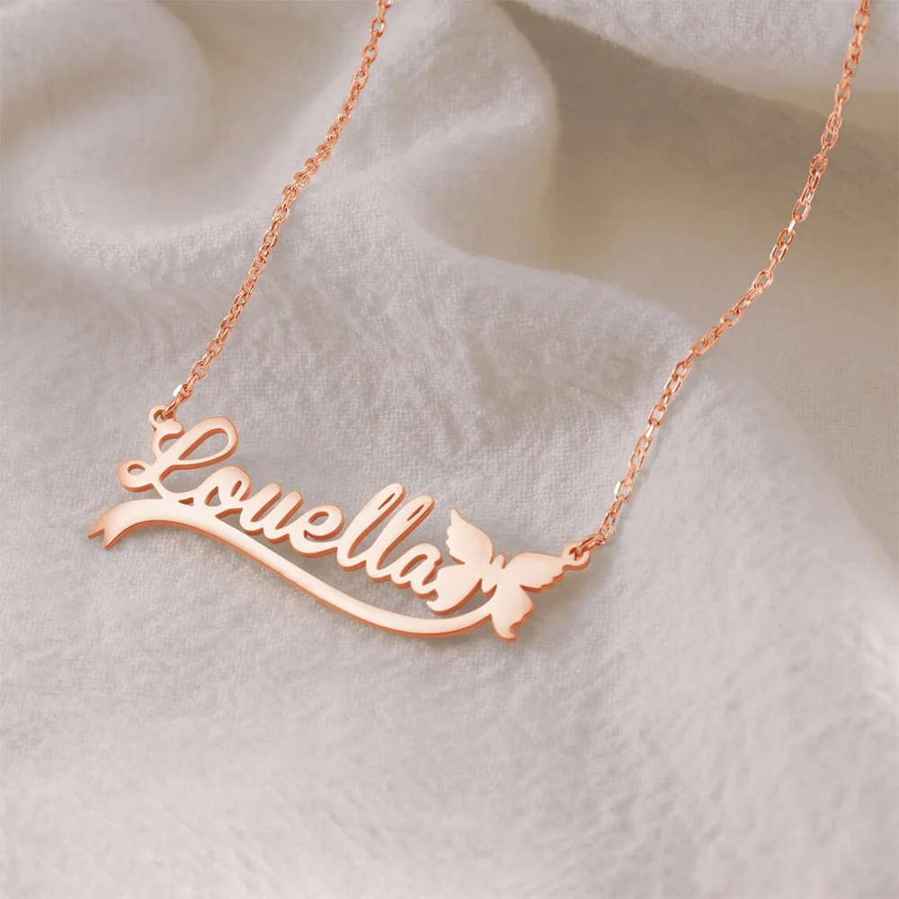 Personalized Butterfly Name Necklace For Women Customi Stainless Steel Nameplate Letter Necklaces Jewelry Girl Gift