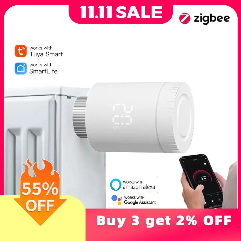 

Tuya Zigbee 3.0 Thermostatic Valve Radiator Smart Radiator Valve Head Zigbee Thermostatic Radiator Valve Temperature Controller