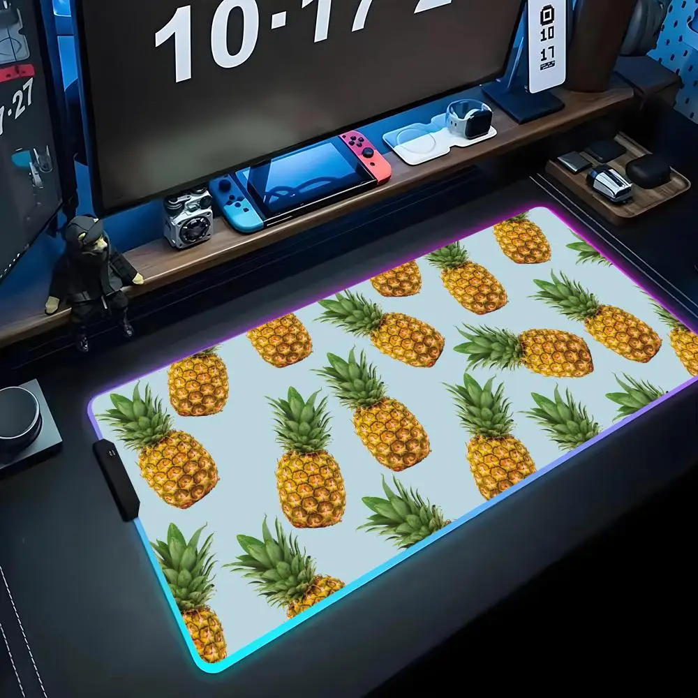 

pineapple Mouse Pad RGB Gaming Mousepad Big LED Pad PC Desk Mat Luminous Mouse Pad Large Keyboard Mats Table Rug With Backlit