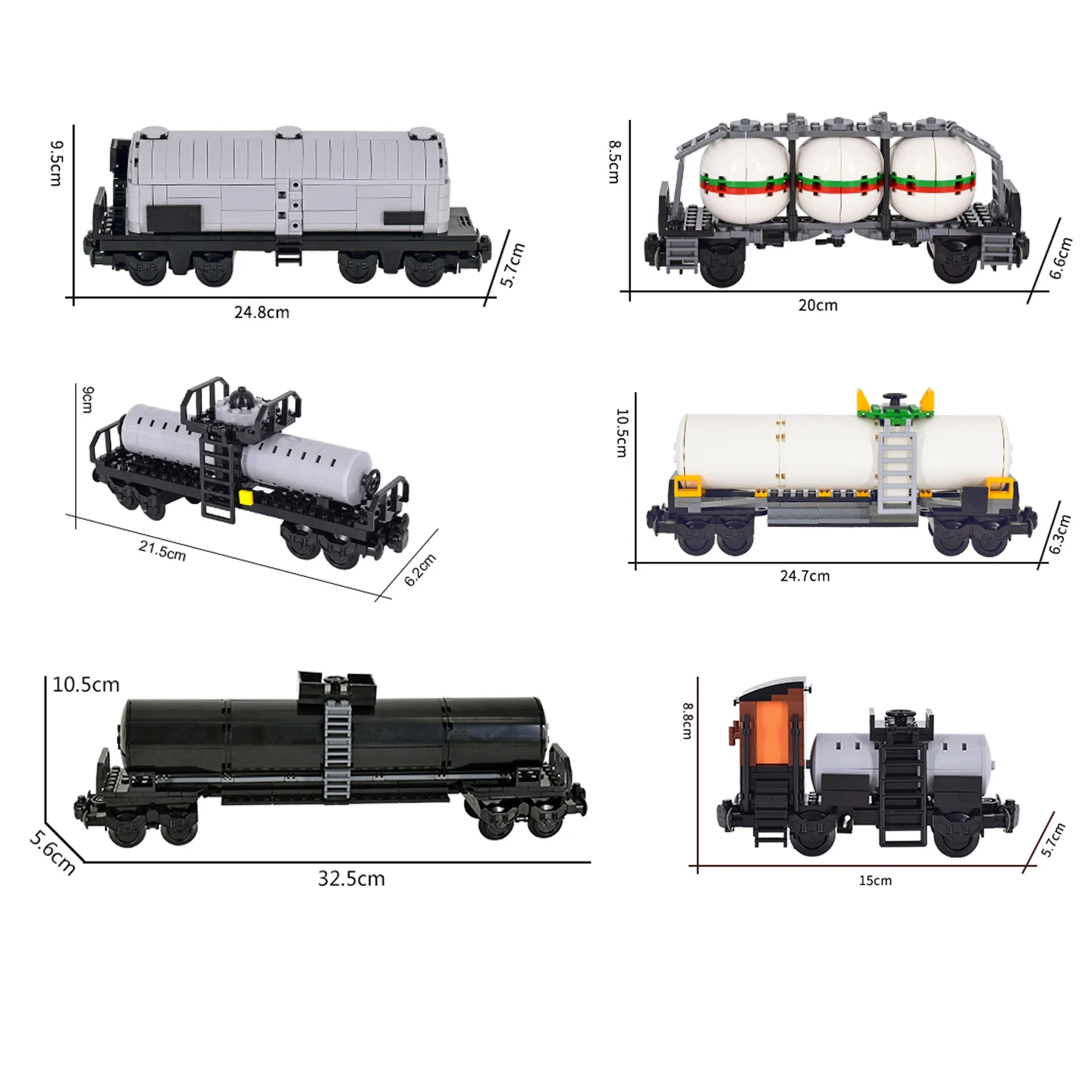 MOC Technical City Freight Tanker Train Flat Wagon Building Blocks Model DIY Cargo Railway Car Brick Toy for Collection