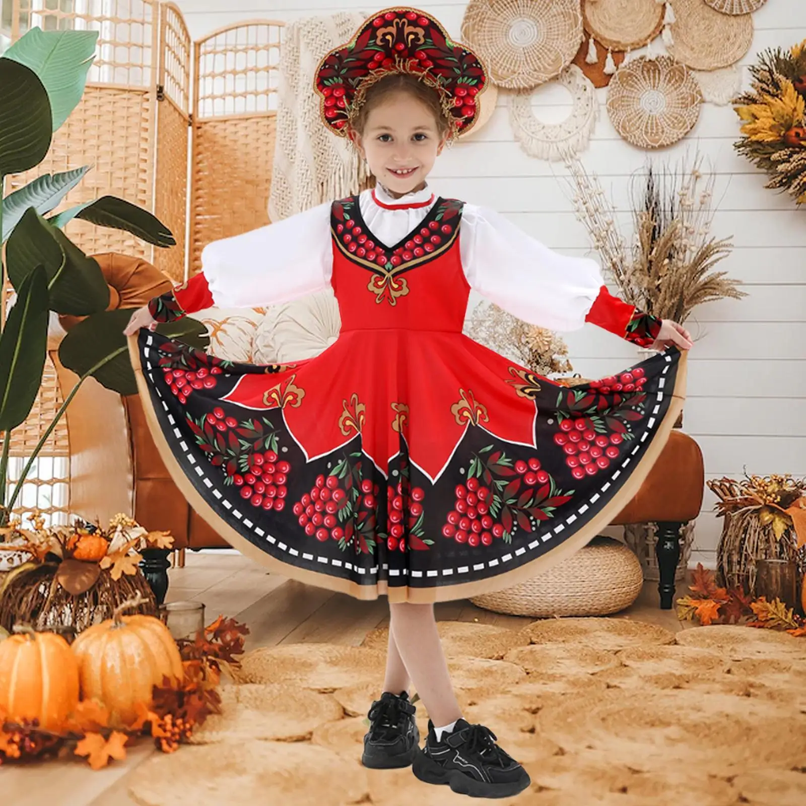 

Russian Girls Cosplay Costume Dress, Traditional Dancewear for Girls