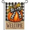 Fall Pumpkin Welcome Garden Flag 12x18 Inch Double Sided, Fall Pumpkin Buffalo Plaid Yard Patio Lawn Burlap Garden Flag Outs jjp
