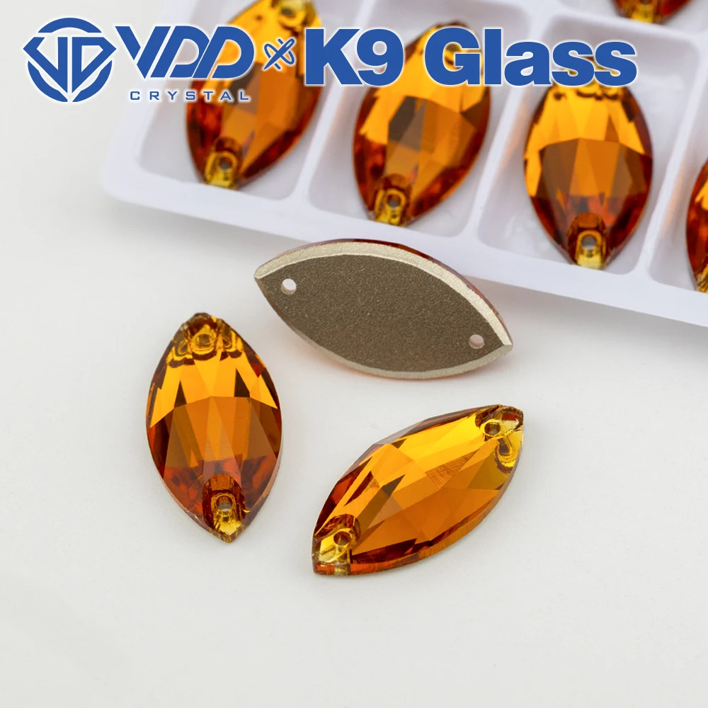 VDD S107 Coffee Navette Hochwertige K9-Glas-Applikationssteine zum Aufnähen, Kristall-Strasssteine mit flacher Rückseite, Nähzubehör für Kleidung und Stoffe – Detail 6