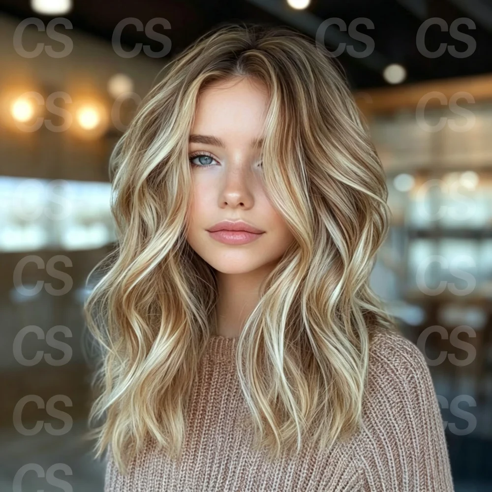 Versatile 18inch Natural Straight Blonde Highlighted HD Lace Front Wig for Women Soft Glueless Preplucked Heat Resistant