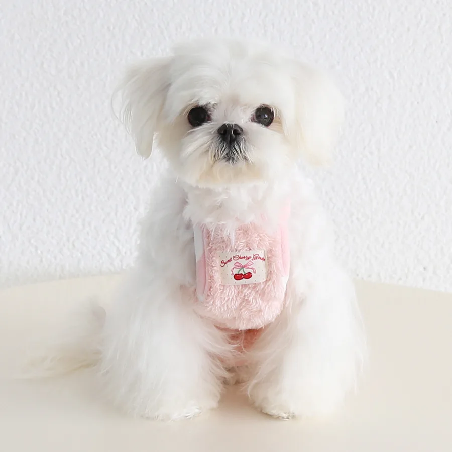 Mutihome Cherry Cotton Clip Cute Belly Protection Dirt Prevention Male Dog Female Dog Bellyband Apron Chubby Dog Clothes