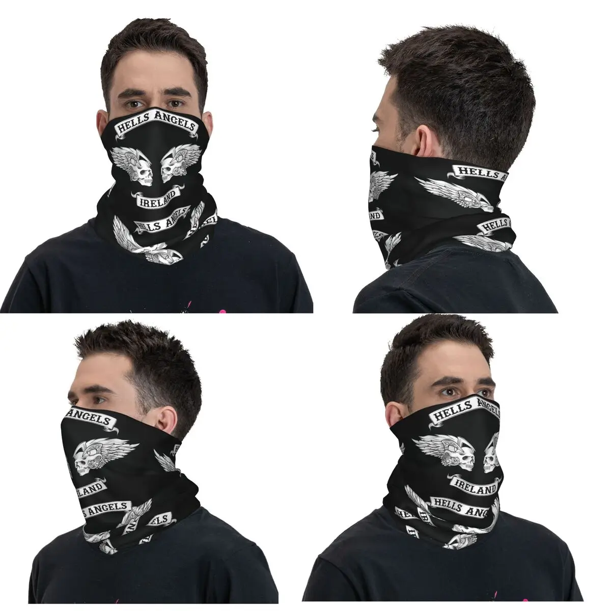 Hells Angels Logo Bandana Neck Gaiter Printed Wrap Scarf Multi-use Headwear Outdoor Sports Unisex Adult Windproof