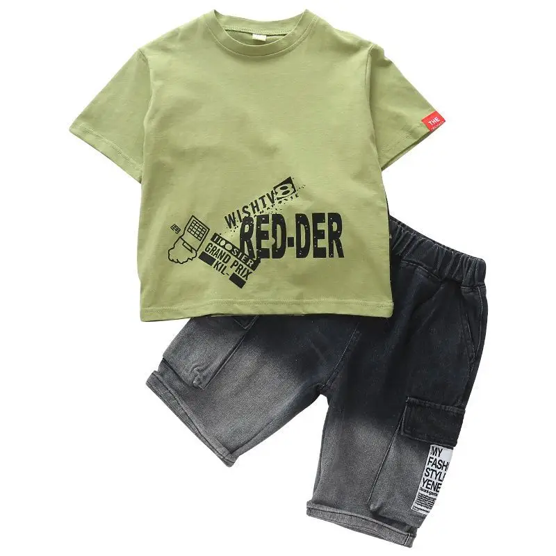 Jongens Zomer Kinderkleding Sets 6 8 10 12 14 Jaar Jongen Sportpak Print Korte Mouw T-Shirt + Broek Tiener Jongens Kleding Set