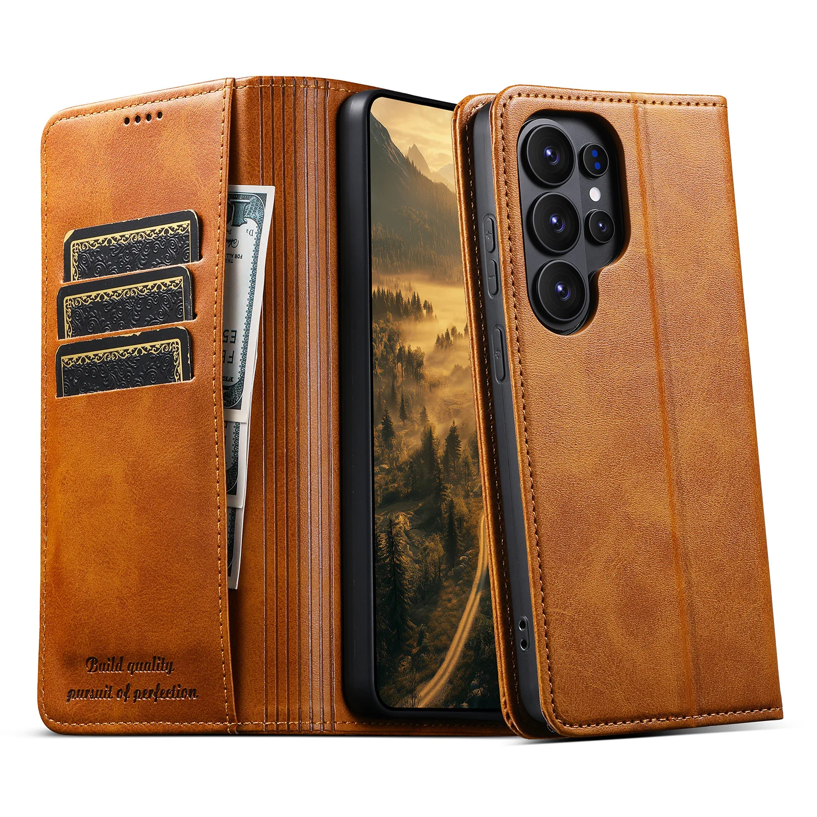 Flip Leather Phone Case For Samsung Galaxy S22 S23 S24 S25 S26 Ultra S26 Plus Note20Ultra Wallet Card Holder Phone Cover