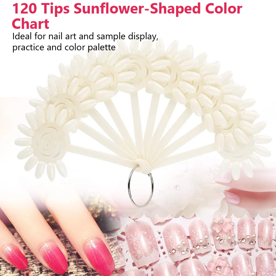 120 Stück Nagel-Display-Spitzen, Nagelmuster, Tipps für die Präsentation von Gel-Nagellack-Proben, Paletter, Farbkarte, Maniküre-Verpackungswerkzeuge mit R – Detail 2