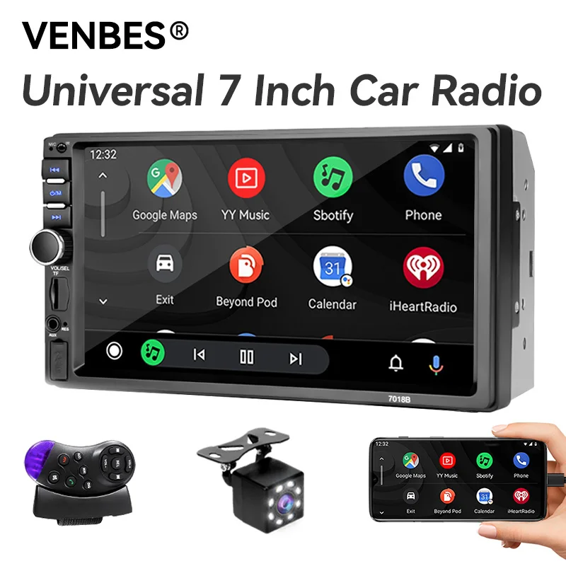

VENBES 2 Din Radio Car Setero 7 Inch MirrorLink Universal Car Multimedia Player MP5 Support Bluetooth USB/TF/FM/AUX