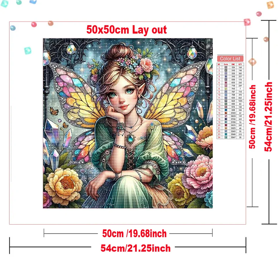 Wing Fairy 5d Diy Diamond Painting Full Round Square Diamond Mosaic Flower New Arrivals 2024 Cartoon Girl  Handmade Gift