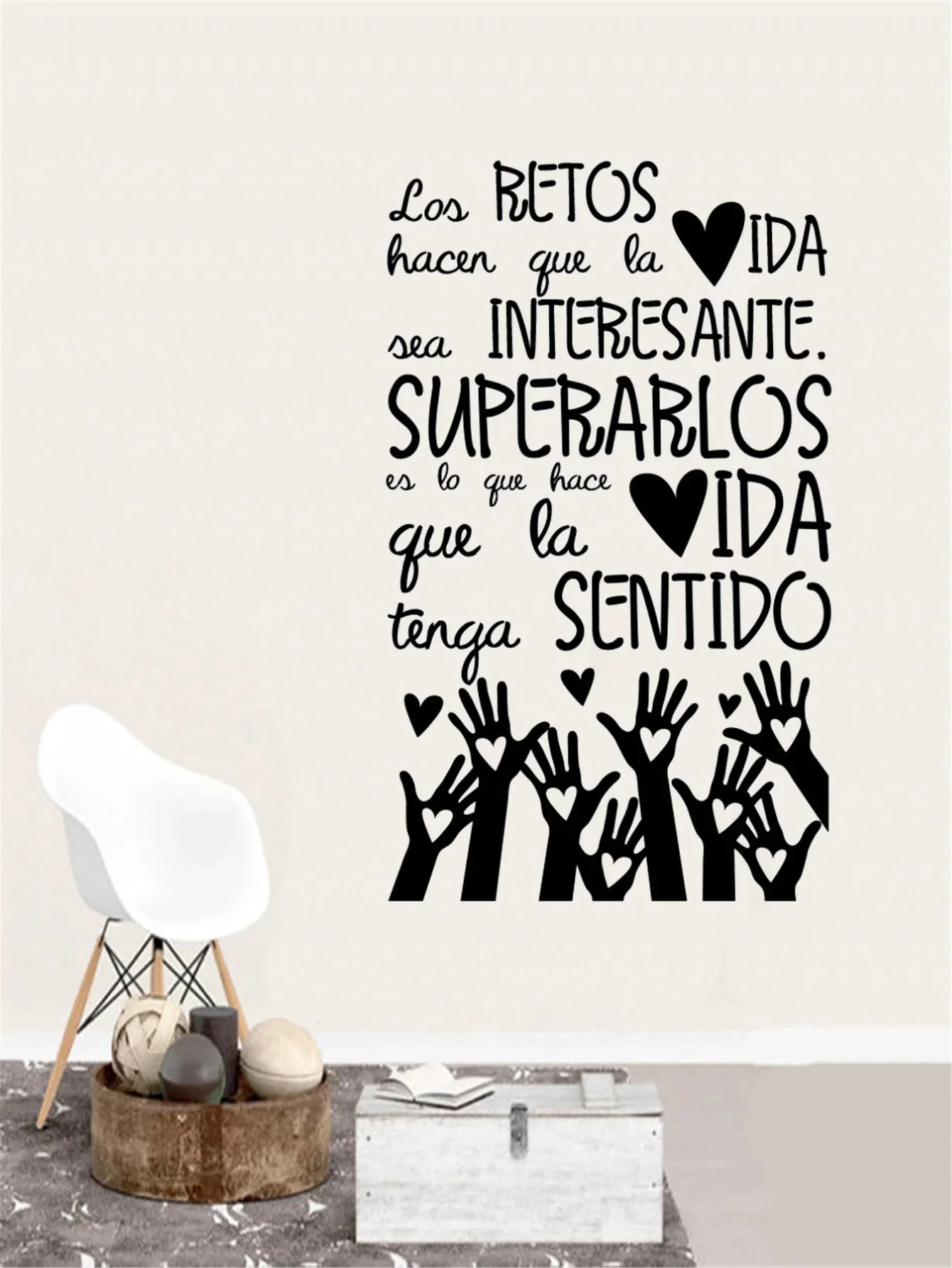 1 pc meaningful spanish words Wall Stickers Decorative Sticker Home Decor For Kids Room Living Room Home Decor Wall Art Decal view 4