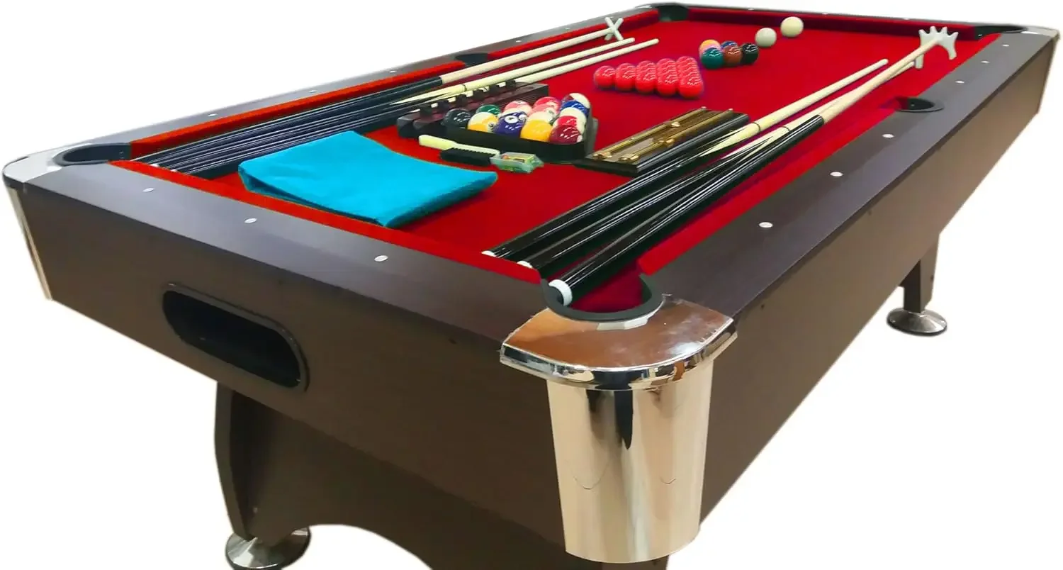 8' Feet Billiard Pool Table with Automatic Ball Return System on The Short Side Snooker Full Set Accessories Game mod. Vintage R