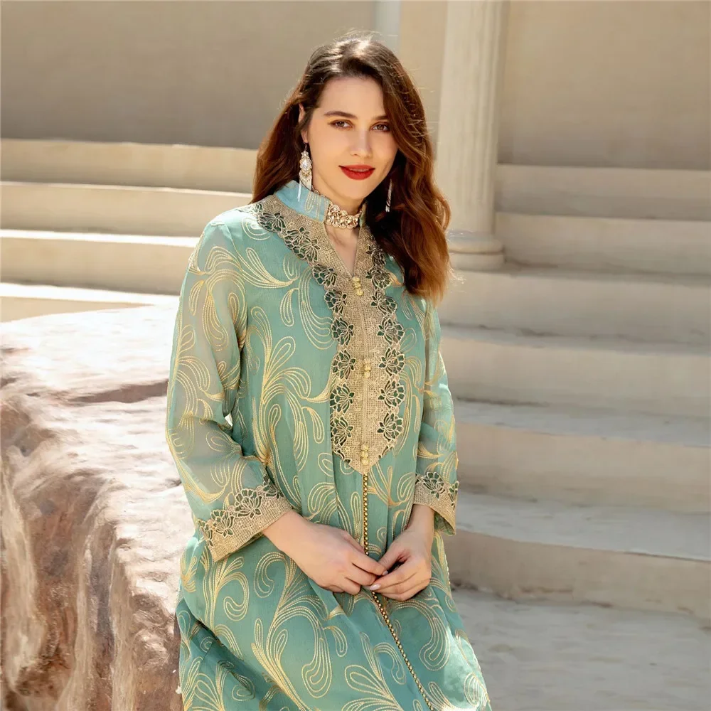Robes de soirée Eid pour femmes broderie Marocain caftan Ramadan Djellaba robe musulmane dubaï turc Abaya islamique Jalabiya Abayas