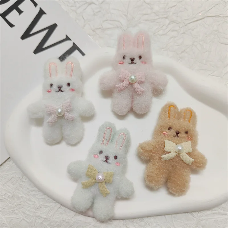 5PCS Cartoon plush pearl bow bunny cotton-filled accessories DIY hair accessories clothing brooches bags decorative accessories