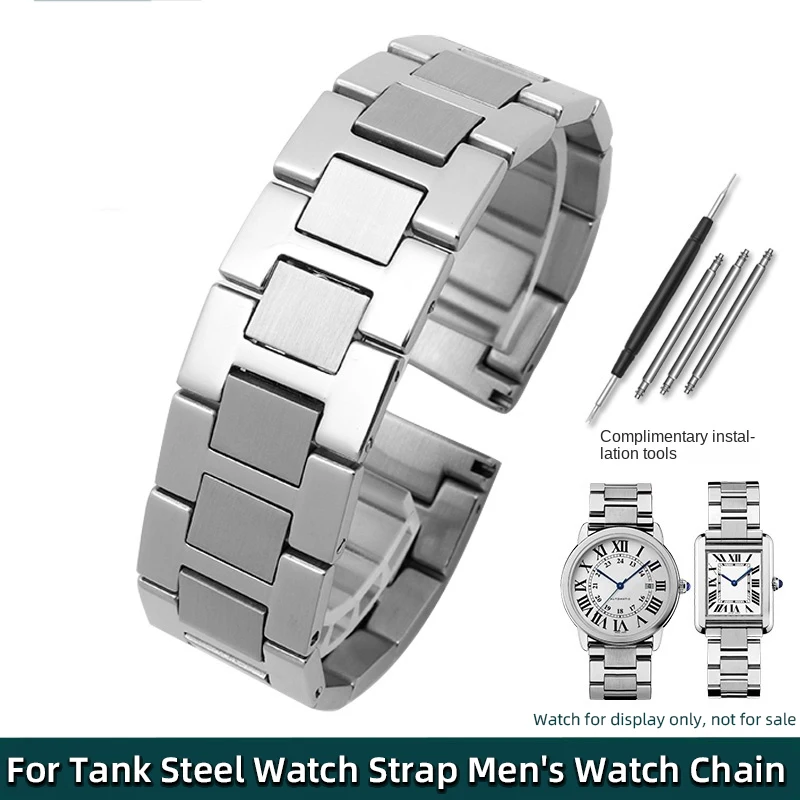 

For Cartier Stainless Steel Strap Tank Solo London watch band W5200014 Men's Women's Metal Bracelet 16mm 17.5mm 20mm 22mm bands