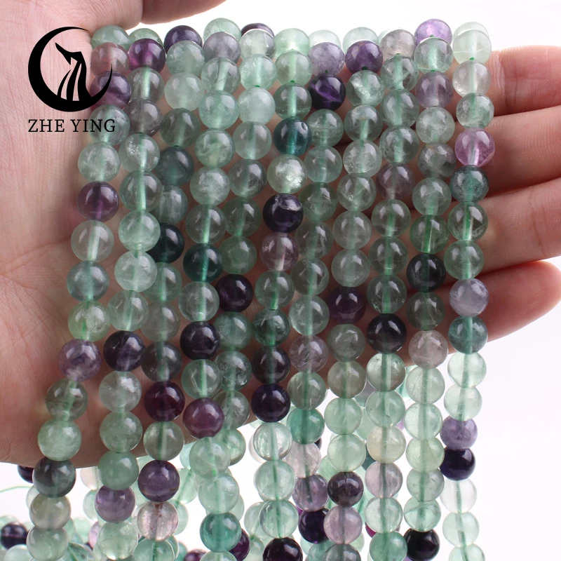 Perle di pietra di Fluorite multicolore naturale perline distanziatrici allentate rotonde 6/8mm 15 "fili per gioielli che fanno collana di bracciali fai da te